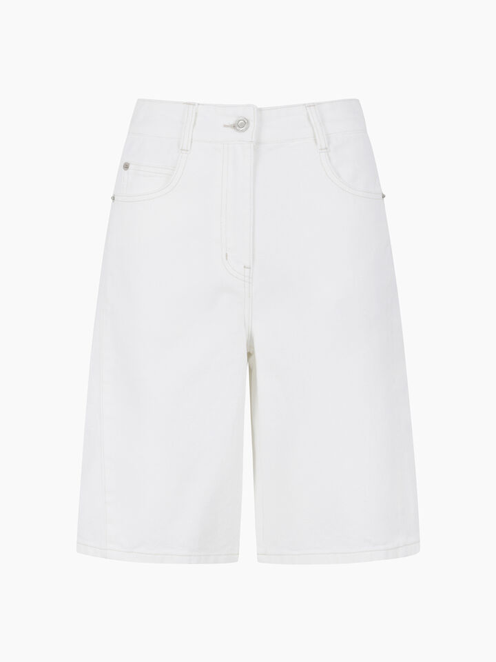 White denim bermudas - sisley k jeans shorts - White | Sisley K image number 1